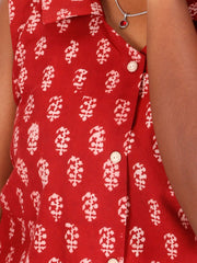 Red Bagh Printed Women Sleeveless Shirt 10077182