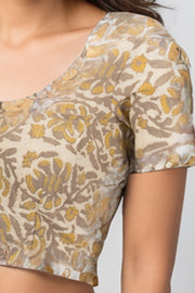 Brown Hand Block Vanaspathi Printed Cotton Blouse 10074475