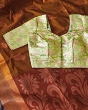 Green Banarasi Silk Blouse 10075009