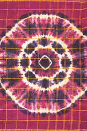 Magenta Pink and Blue Checked Tie-Dye Sungudi Cotton Saree 10078007