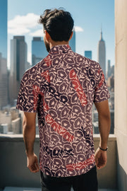 Brown Half Sleeve Ajrakh Printed Cotton Mens Shirt 10072715