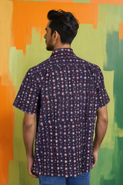 Brown Half Sleeve Jahota Printed Cotton Mens Shirt 10072990