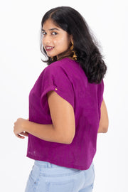 Purple Handcrafted Cotton Crop Top 10073243