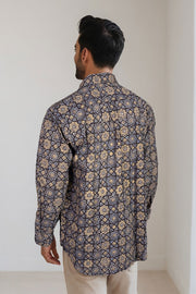 Black Full Sleeve Ajrakh Printed Cotton Mens Shirt 10071169