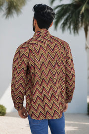 Green Full Sleeve Jahota Printed Cotton Mens Shirt 10072998