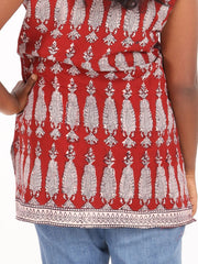 Red Bagh Printed Women Sleevless Shirt 10077184