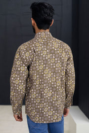 Green Full Sleeve Jahota Printed Cotton Mens Shirt 10073161