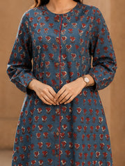 Indigo Hand Block Printed Cotton Kurta 10077663
