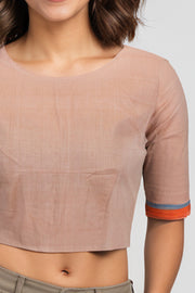 Brown Andhra Cotton Blouse 10074424