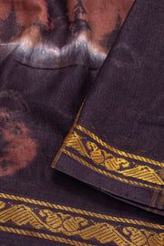 Brown and Dark Purple Tie-Dye Sungudi Cotton Saree 10078016