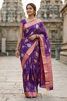 Purple Pure Zari Kanjivaram Silk Saree 10063361