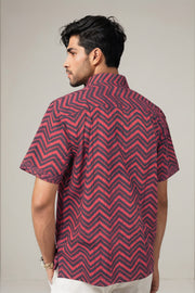 Indigo Handblock Print Pre-Washed Pure Cotton Crop Shirt 10074618