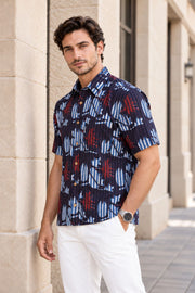 Brown Half Sleeve Jahota Printed Cotton Mens Shirt 10072994