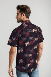 Black Half Sleeve Ajrakh Printed Cotton Mens shirt 10072721