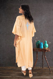 Beige Sozni Embroidered Crepe Silk Kaftan 10064731