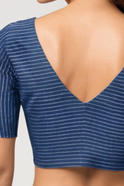 Blue Indigo Hand Block Print Cotton Blouse 10074443