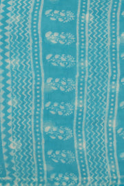 Vivid Sky-Blue Dabu Print Kota Cotton Saree 10074183