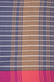 Blue Handloom Dhaniakhali Cotton Saree Without Blouse 10073012