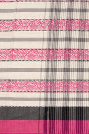 White Handloom Dhaniakhali Cotton Saree Without Blouse 10073020