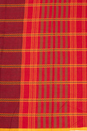 Maroon Handloom Dhaniakhali Cotton Saree Without Blouse 10073024