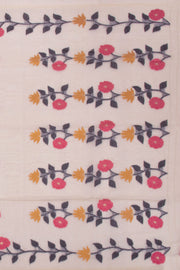 Cream Handloom Jamdani Linen Saree 10074651