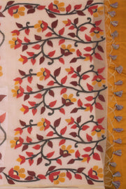 Beige Handloom Jamdani Linen Saree 10074662