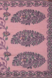 Pink Handloom Jamdani Linen Saree 10074665