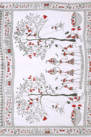 White Warli Print Bengal Cotton Saree 10075303