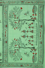 Green Warli Print Bengal Cotton Saree 10075307
