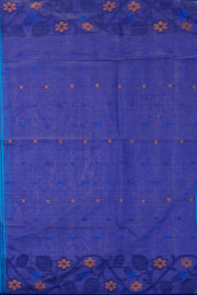 Blue Bengal Handwoven Jamdani Style Cotton Saree 10075347