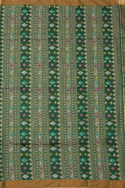 Green Bengal Handwoven Jamdani Style Cotton Saree 10075354