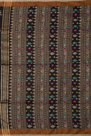 Black Bengal Handwoven Jamdani Style Cotton Saree 10075358