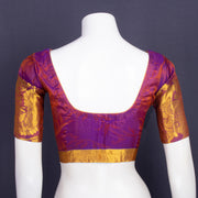 Royal Berry Purple Kanjivaram Silk Blouse With Leaf Design and Paisley Border 10076652