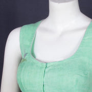 Blue Handcrafted Linen Blouse 10072218