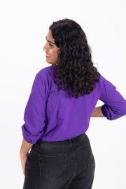 Purple Handcrafted Stripes Cotton Crop Top 10073978