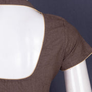 Brown Handcrafted Cotton Solid Blouse 10073217