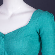 Blue Handcrafted Cotton Solid Blouse 10073225