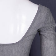 Grey Handcrafted Cotton Solid Blouse 10073227