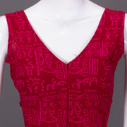 Red Kutchi Hand Block Printed Cotton Blouse 10073261