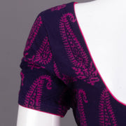 Purple Kutchi Hand Block Printed Cotton Blouse 10073263
