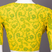 Yellow Kutchi Hand Block Printed Cotton Blouse 10073265