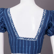 Indigo Hand Block Printed Silk Cotton Blouse 10073276