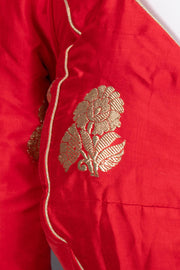Red Banarasi Katan Silk Blouse 10073419