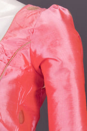 Peach Orange Banarasi Katan Silk Blouse 10073418