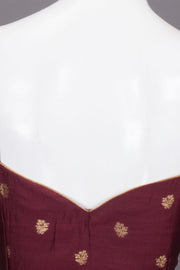 Maroon Banarasi Silk Blouse 10073441