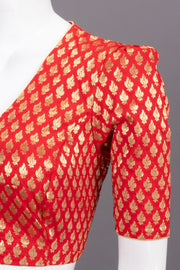 Red Banarasi Silk Blouse 10073454