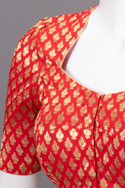 Red Banarasi Silk Blouse 10073457