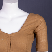 Brown Handcrafted Solid Cotton Blouse 10073658