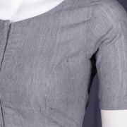 Grey Handcrafted Solid Cotton Blouse 10073692
