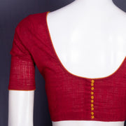 Red Handcrafted Solid Cotton Blouse 10073704
